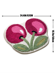 1pc Cherry Pattern Door Mat, Modern Polyester Anti-slip Absorbent Indoor Outdoor Rug For Household