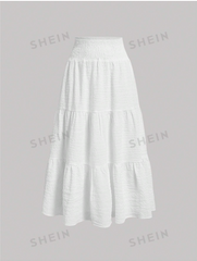 High Waist Ruffle Hem Midi Skirt