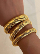 1pc 18k Gold Plated Titanium Steel Bracelet Vintage