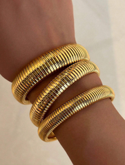 1pc 18k Gold Plated Titanium Steel Bracelet Vintage