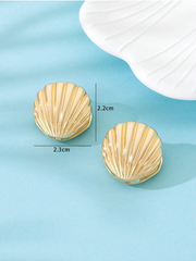1pair Simple Ocean Beach Style Metallic Double Side Printed Shell Dangle Earrings For Women