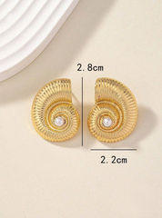 1pair Ocean Beach Style Simple & Sweet Double-Sided Printed Shell Shaped Women's Earrings