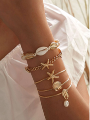Starfish & Shell Decor Bracelet 5pcs