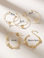 Starfish & Shell Decor Bracelet 5pcs