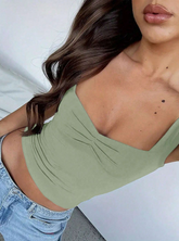 Solid Color Women's Sweetheart Neckline Tank Top