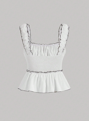 Color Block Edging Bow Decorated Tank Top