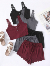 Lace Trimmed Camisole And Shorts Pajama Set