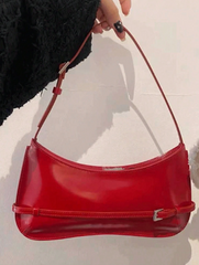 Solid Color Shoulder Bag With Glossy Finish