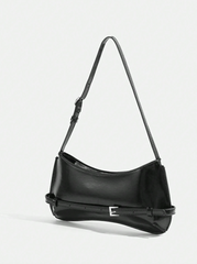 Solid Color Shoulder Bag With Glossy Finish