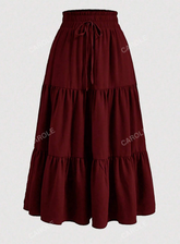 Tiered Ruched Elastic Waist Skirt