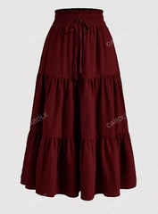 Tiered Ruched Elastic Waist Skirt
