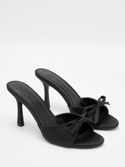 Satin Bow Decor Mules