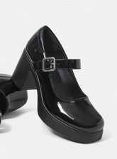Solid Color High Heel Mary Janes Shoes