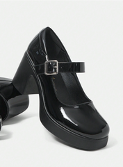 Solid Color High Heel Mary Janes Shoes