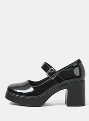 Solid Color High Heel Mary Janes Shoes