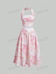 Tie-Dye Halter Top And Skirt Set