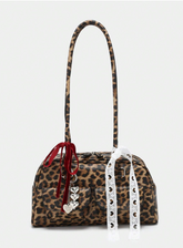 Vintage Minimalist Bowknot & Heart Decor Large Capacity One Shoulder Bowling Bag