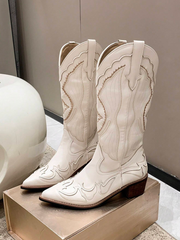 Women's Vintage Western Boots With Embroidery