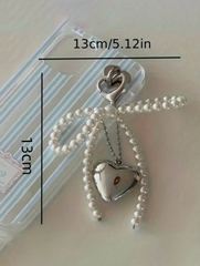 1pc Pearl Bow Metal Silver Heart Pendant
