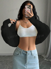 Long Sleeve Minimalist Cropped Cardigan