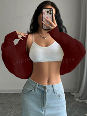 Long Sleeve Minimalist Cropped Cardigan