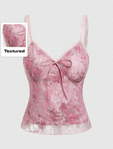 Women's Lace Rose Printed Camisole Top