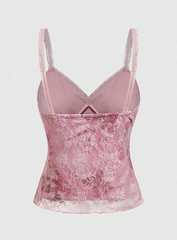 Women's Lace Rose Printed Camisole Top