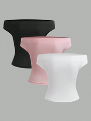 3pcs Solid Off Shoulder Ruched Top