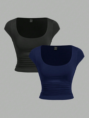 2pcs Short Sleeve T-Shirt For Women