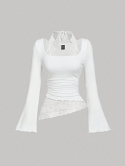 Lace Patchwork Asymmetrical Top