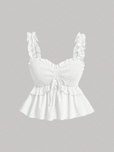 Women's Solid Color Ruffle Hem Camisole Top