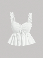 Women's Solid Color Ruffle Hem Camisole Top