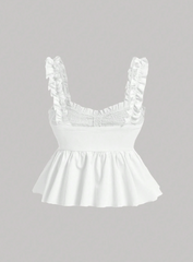 Women's Solid Color Ruffle Hem Camisole Top