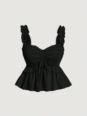 Women's Solid Color Ruffle Hem Camisole Top