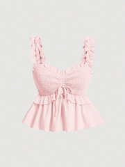 Women's Solid Color Ruffle Hem Camisole Top