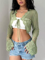 Hollow Knitted Cropped Cardigan