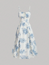 Women's Floral Print Frilled Hem Cami Dress