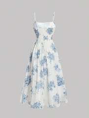 Women's Floral Print Frilled Hem Cami Dress