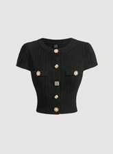 Metal Button Short Sleeve Top
