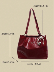 Crackle PU Large Capacity Tote Bag With Chain Strap