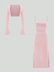 Tank Dress And Flared Sleeve Cami Top Set