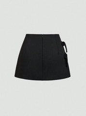 Bowknot Lace-Up Mini Skirt