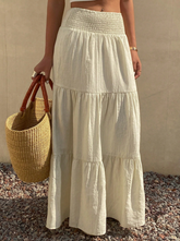 High Waist Ruffle Hem Midi Skirt
