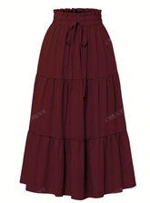 Tiered Ruched Elastic Waist Skirt