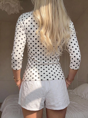 Polka Dot 3/4 Sleeve Short Sleeve T-Shirt