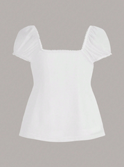 Square Neck Puff Sleeve Tie Front Top