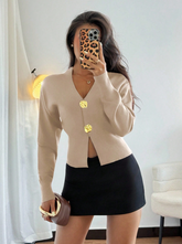 Asymmetric Button Knit Cardigan