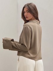 Plain Front Tie Long Sleeve Shirt