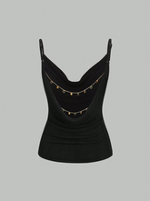 Backless Chain Detail Scoop Neck Camisole Top
