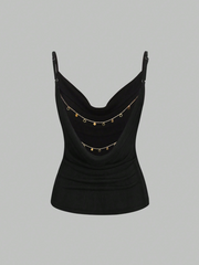 Backless Chain Detail Scoop Neck Camisole Top